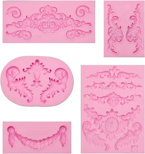 Vista 25 de Molde de fondant de silicona de voluta barroca para decoración de pasteles, 4.67x3.58 pulgadas Sin BPA, apto para lavavajillas, microondas, fácil