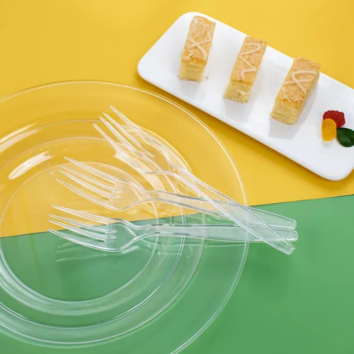 Vista 6 de Ciaell 500 tenedores de plástico transparente – Tenedores de plástico resistentes – Tenedor desechable pesado de 7 pulgadas – Tenedor transparente