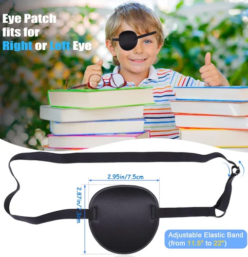 Vista 3 de 2 parches oculares para adultos, hombres y niños, parche médico ajustable para ojo derecho/izquierdo, parches perezosos para ambliopía