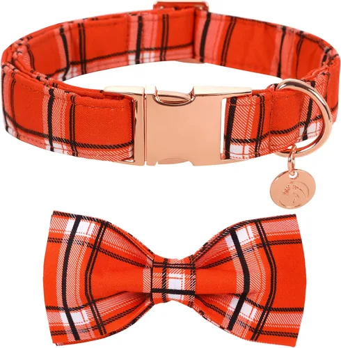 Vista 57 de DOGWONG Collar de otoño para perro con lazo, collar de moño para perro de Acción de Gracias, collar ajustable de algodón de otoño con hoja de arce