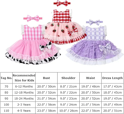 Vista 7 de Vestido tutú de verano para niña, sin mangas, a cuadros, vestido de fiesta de cumpleaños, vestido de fiesta con lazo de flores y diadema