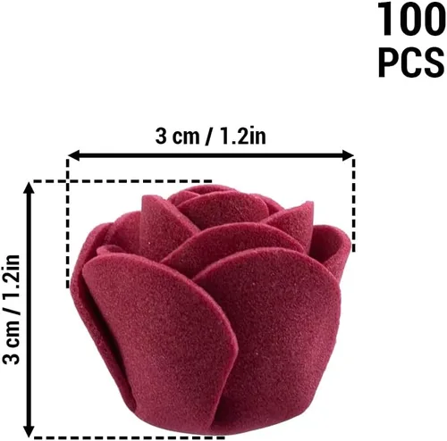 Vista 2 de IFAMIO 100 piezas de rosas artificiales de espuma color burdeos, mini flores falsas, cabezas de rosas artificiales artificiales para ramos