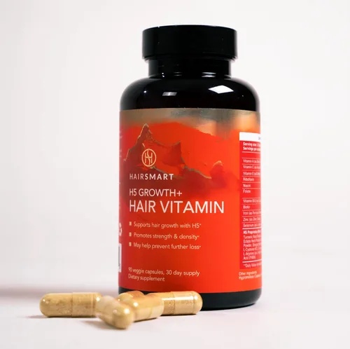 Vista 2 de H5 Grow+ Suplemento vitamínico para el cabello, biotina, hierbas ayurvédicas y 5 grupos de nutrientes para el crecimiento, densidad y fuerza