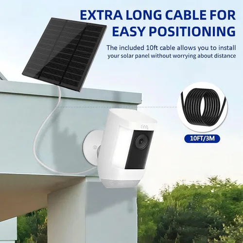 Vista 5 de Paneles solares para cámara Ring al aire libre inalámbrica (Nueva Generación) Cargador de panel solar de 5W 5V con USB-C y enchufe para Spotlight