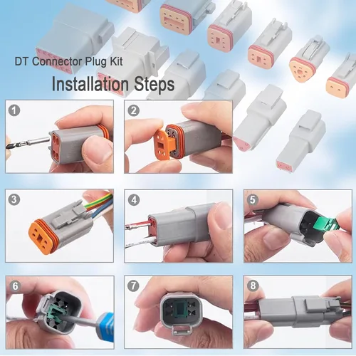Vista 4 de Kit de conectores a granel DT, conectores de 2P, 3P, 4P, 6P, 8P y 12P, conector de cable impermeable DT de 12 pares, kit de conector de enchufe