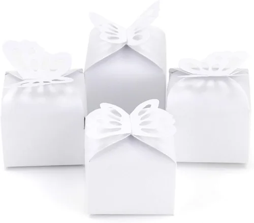 Vista 12 de Kslong 50 cajas de regalo de mariposa rosa para niña, baby shower, mariposa, caja de caramelos, decoración de fiesta, boda, cumpleaños, pequeñas