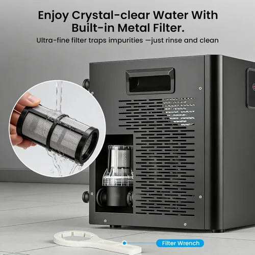 Vista 4 de BAOSHISHAN Enfriador de inmersión en frío de 1/3 HP para bañeras de hielo, con filtro y bomba integrados, fácil instalación con mangueras aisladas