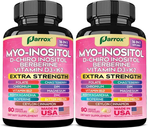 Vista 10 de Suplemento de Myo Inositol, D-Chiro Inositol, Folato, DIM, Vitamina D3, B12, K2, Cromo, Bioperina, Canela de Ceilán, Zinc, Ashwagandha, Agracejo