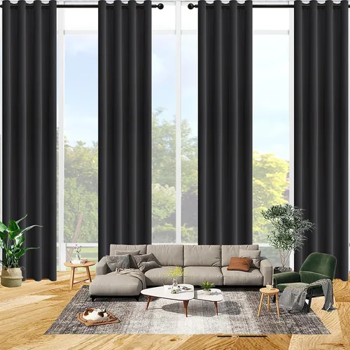 Vista 2 de Qiseca Cortinas extralargas de 132 pulgadas de largo para sala de estar, cortinas de techo de 11 pies, ventanas altas hechas a medida de 2 pisos