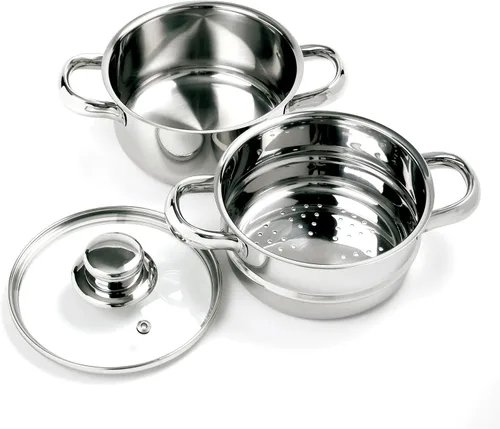 Vista 3 de Norpro Mini olla de vapor de acero inoxidable de 1 cuarto de galón, juego de 3 piezas