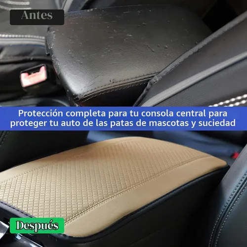 Vista 5 de Ziciner Almohadilla de cuero para reposabrazos de consola central de automóvil, protector impermeable de PU para caja de asiento de automóvil Beige