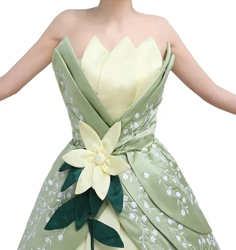 Vista 8 de Angelaicos Vestido de fiesta con diseño de hojas cosidas a mano para mujer forro polar verde con licencia oficial de star wars silent one crew