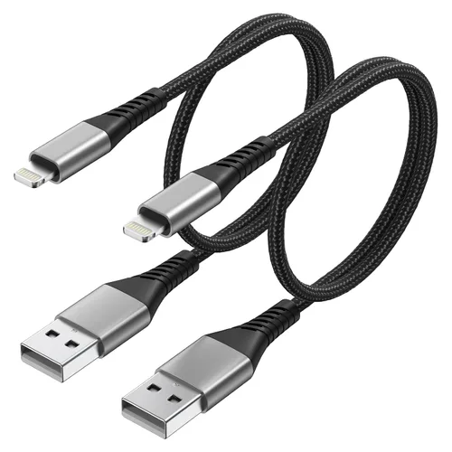 Vista 8 de Umefly Cable de carga corto para iPhone de 1 pie, paquete de 2 cables USB a Lightning para automóvil, cable de carga de iPhone de 1 pie para iPhone