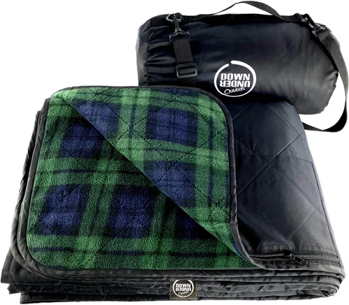 Vista 13 de DOWN UNDER OUTDOORS Manta grande impermeable y resistente al viento, extra gruesa de 350 GSM, forro polar acolchado, o manta de estadio de sherpa