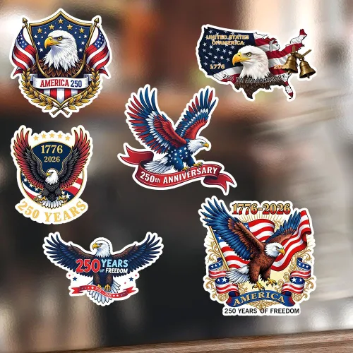 Vista 12 de ArogGeld Calcomanías para perros con el 250 aniversario de mercancía de Estados Unidos para automóviles América del 250 de julio, decoraciones
