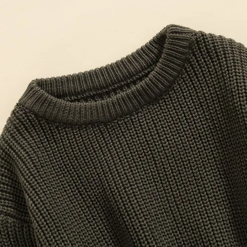 Vista 5 de Karwuiio Suéter de punto para bebé, niña, niño, cuello redondo, manga larga, sudadera para otoño e invierno