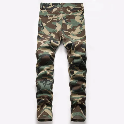 Vista 2 de Fredd Marshall - Pantalones de mezclilla ajustados para hombres, son elásticos y de diseño rasgado