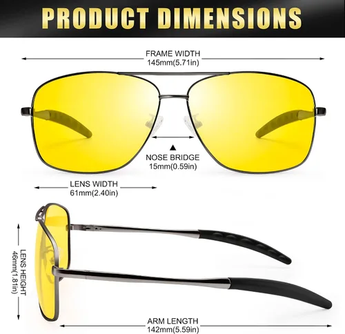 Vista 3 de Peekaco Gafas de sol polarizadas cuadradas estilo aviador para hombres y mujeres marco de metal completo estilo piloto para pesca y conducción