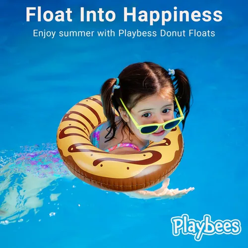 Vista 5 de Playbees Donut Pool Floats - 20 Inch - Inflatable Floaties for Kids - Summer Water Toys