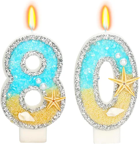 Vista 7 de Vela número 1 de estrella de mar de playa para decoración de pastel Plata