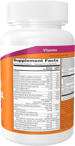 Vista 2 de NOW Suplementos, geles prenatales + DHA con 250 mg de DHA, 90 cápsulas blandas