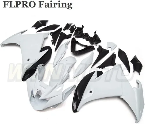 Vista 4 de FLPRO - Kit de carenado completo de motocicleta para Yamaha FZ6R 2009 2010 09 10 FZ-6R carrocería de plástico ABS brillante blanco negro