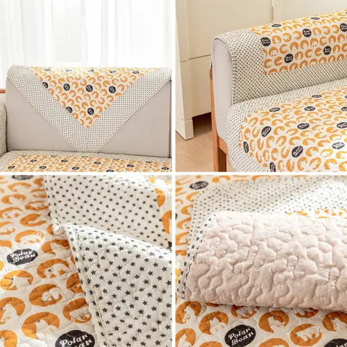 Vista 7 de vctops Funda de sofá de algodón suave con diseño de retazos, estilo granja, antideslizante, acolchada, para sala de estar, lavable, protector