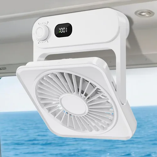 Vista 8 de Shintrend Ventilador magnético aprobado por cruceros, ventilador portátil recargable con 100 velocidades, montaje magnético para techo y pared