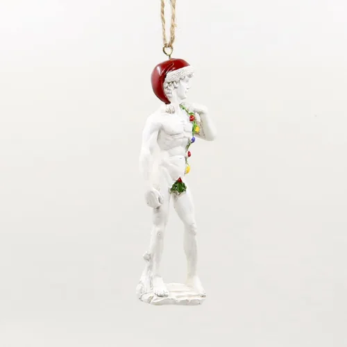 Vista 3 de Bella Haus Christmas Shoppe - Figura decorativa de árbol de Navidad de David con luces de arco iris, figura de resina del orgullo LGBTQ, decoración