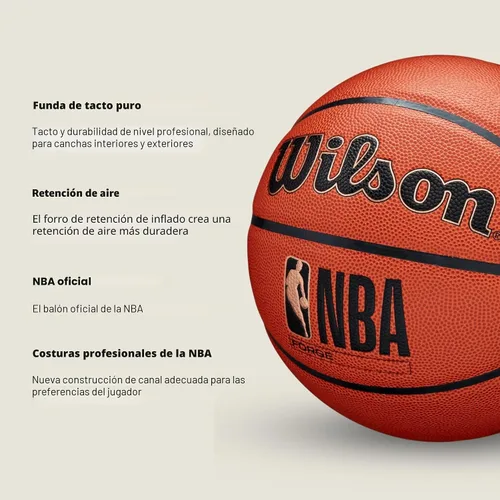 Vista 6 de Wilson NBA Forge Baloncesto para Interiores/Exteriores - Marrón, Tamaño 5-27.5