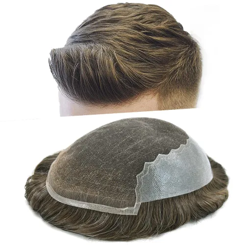 Vista 74 de Mens Toupee Human Hair Replacement System Swiss Lace Toupee For Men Hair Piece Protesis Capilar Mens Hairpiece 5X7#1 Jet Black 120% Density