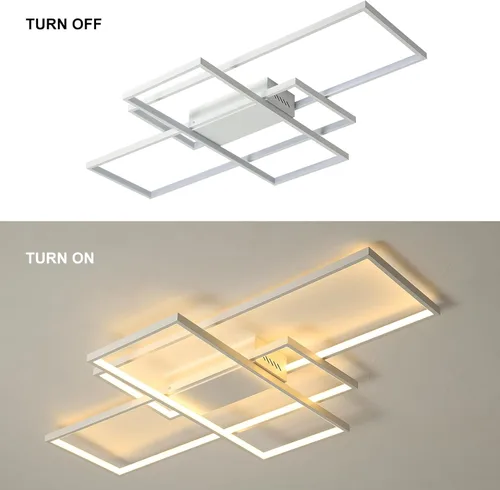 Vista 7 de GEADI Lámpara de techo moderna regulable, lámpara de techo LED blanca de 35.4 pulgadas con control remoto, accesorio de iluminación rectangular