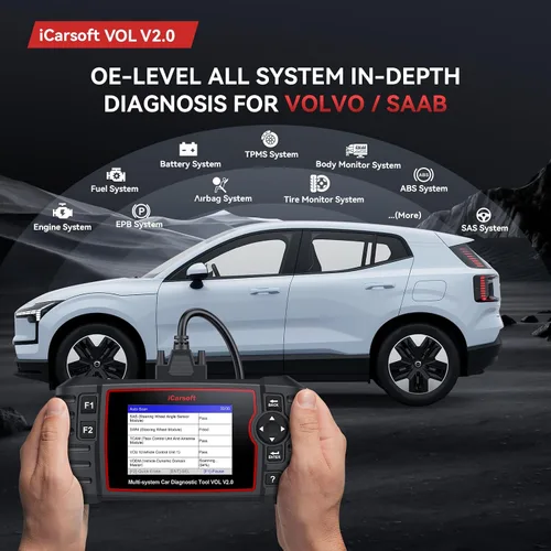 Vista 2 de iCarsoft Escáner VOL V2.0 OBD2 para Volvo/SAAB, herramienta de diagnóstico OBD2 de escaneo automático en profundidad de sistemas completos, 118