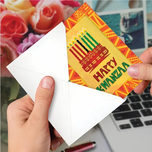 Vista 6 de The Best Card Company - Tarjeta de felicitación Kwanzaa - Tarjeta de celebración anual afroamericana - Fiesta de fe - Unidad y paz C9181KWG