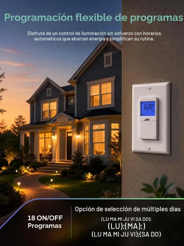 Vista 5 de BN-LINK Interruptor de temporizador astronómico programable de 7 días para luces, amanecer puesta de sol programable interruptor de luz temporizador