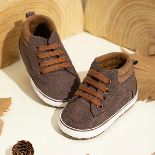 Vista 3 de Meckior - Tenis tipo botín para niños y niñas pequeños de 1 a 3 años con suela suave antideslizante de cuero sintético. Mocasines para bebés recién