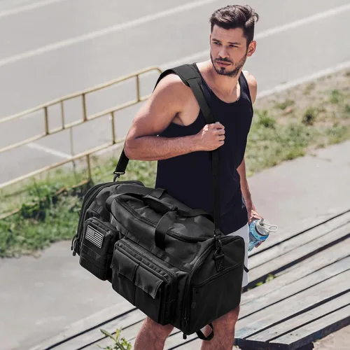Vista 7 de G4Free Bolsa de lona 3 en 1 para viajes, mochila grande de gimnasio para hombres y mujeres con compartimento para zapatos y bolsillo para ropa