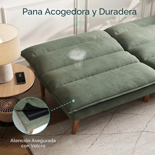 Vista 5 de LINSY HOME Sofá Cama Futón - Sofá Cama de Pana Convertible con Respaldo Ajustable, Sofá Cama Pequeño Moderno Tipo Loveseat para Espacios Pequeños