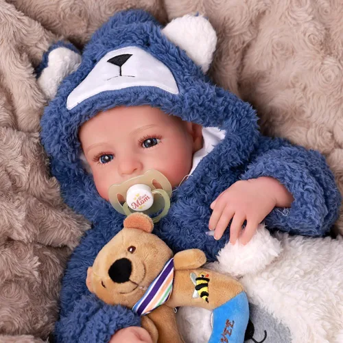 Vista 2 de BABESIDE Muñecas Reborn de bebé realistas Niño - Aiden 17 Pulgadas Muñeca de bebé realista hecha a mano de tela suave con cuerpo de silicona recién