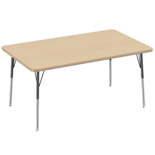 Vista 17 de FDP - Mesa rectangular para actividades escolares y de oficina (24 x 36 pulgadas), patas estándar con deslizadores giratorios, altura ajustable
