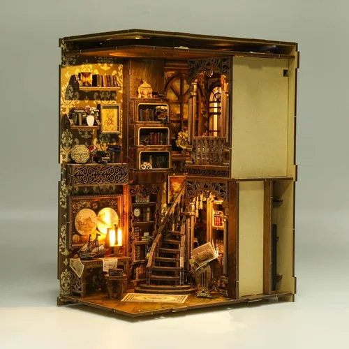 Vista 9 de Kit de Rincón de Libros, Kit de Casa en Miniatura DIY, Kit de Construcción de Mini Casa, Kit de Casa de Muñecas en Miniatura para Adultos y Sala