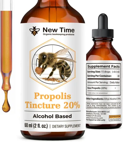 Vista 2 de Tintura de propóleo al 20% – Paquete de 3 gotas de extracto de alcohol (6 fl oz) – Refuerzo natural de la inmunidad, garganta y apoyo respiratorio