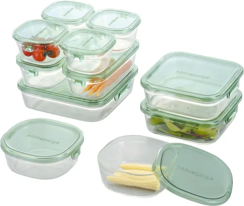 Vista 7 de iwaki PSC-PRN-5G Contenedores de almacenamiento de vidrio resistentes al calor, verde, juego de 5, paquete y gama 02) Verde