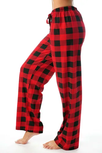 Vista 2 de Just Love Pantalones de pijama para mujer, pijamas a cuadros de búfalo