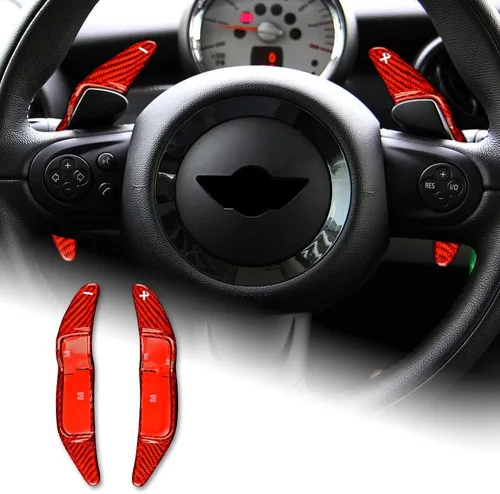 Vista 8 de AIRSPEED Extensiones de fibra de carbono para volante de palanca de cambios, accesorios interiores para Mini Cooper Clubman F54 F55 F56 F57 F60 rojo
