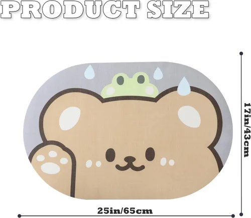 Vista 2 de Tapete de baño con bonitos animales, de secado rápido, antideslizante, súper absorbente, delgado, para el suelo del baño, frente a la bañera, fácil