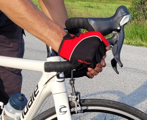 Vista 3 de Guantes de ciclismo de medio dedo, guantes de bicicleta antideslizantes de gel acolchados que absorben los golpes, guantes de ciclismo para hombres