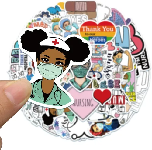 Vista 6 de Pegatinas para enfermeras, paquete de 50 unidades, pegatinas, lindas calcomanías de enfermería, regalos para enfermeras, mujeres, adultos, vinilo
