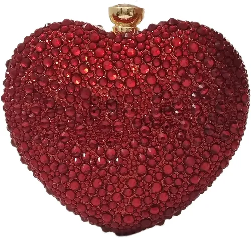 Vista 12 de Bonito Bolso de Mano en Forma de Corazón con Diamantes de Imitación para Boda, Mini Bolso de Amor con Diamantes de Imitación para Fiesta, Bolso