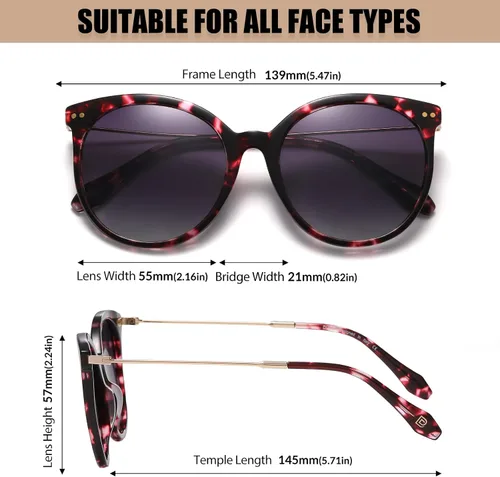 Vista 3 de DUCO Gafas de sol clásicas redondas polarizadas para mujer, gafas de sol retro UV400, DC2340